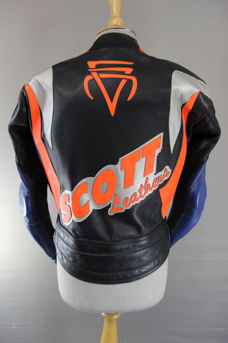 BRITISH MADE SCOTT LEATHERS BIKER JACKET WITH SHOULDER & ELBOW CE ARMOUR 34-36IN