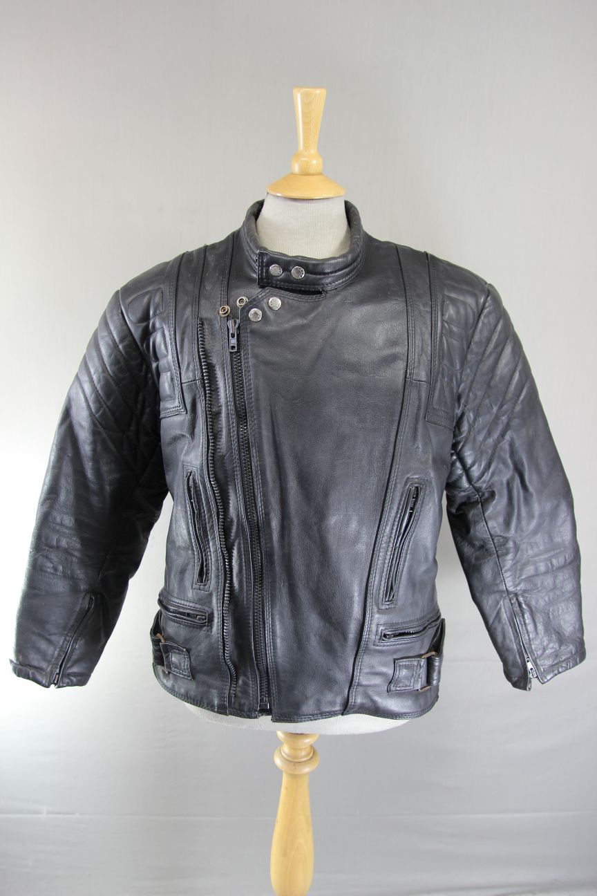 AKASO CLASSIC BLACK LEATHER BIKER JACKET 38-40 INCH CHEST