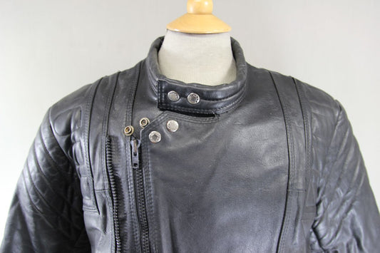 AKASO CLASSIC BLACK LEATHER BIKER JACKET 38-40 INCH CHEST