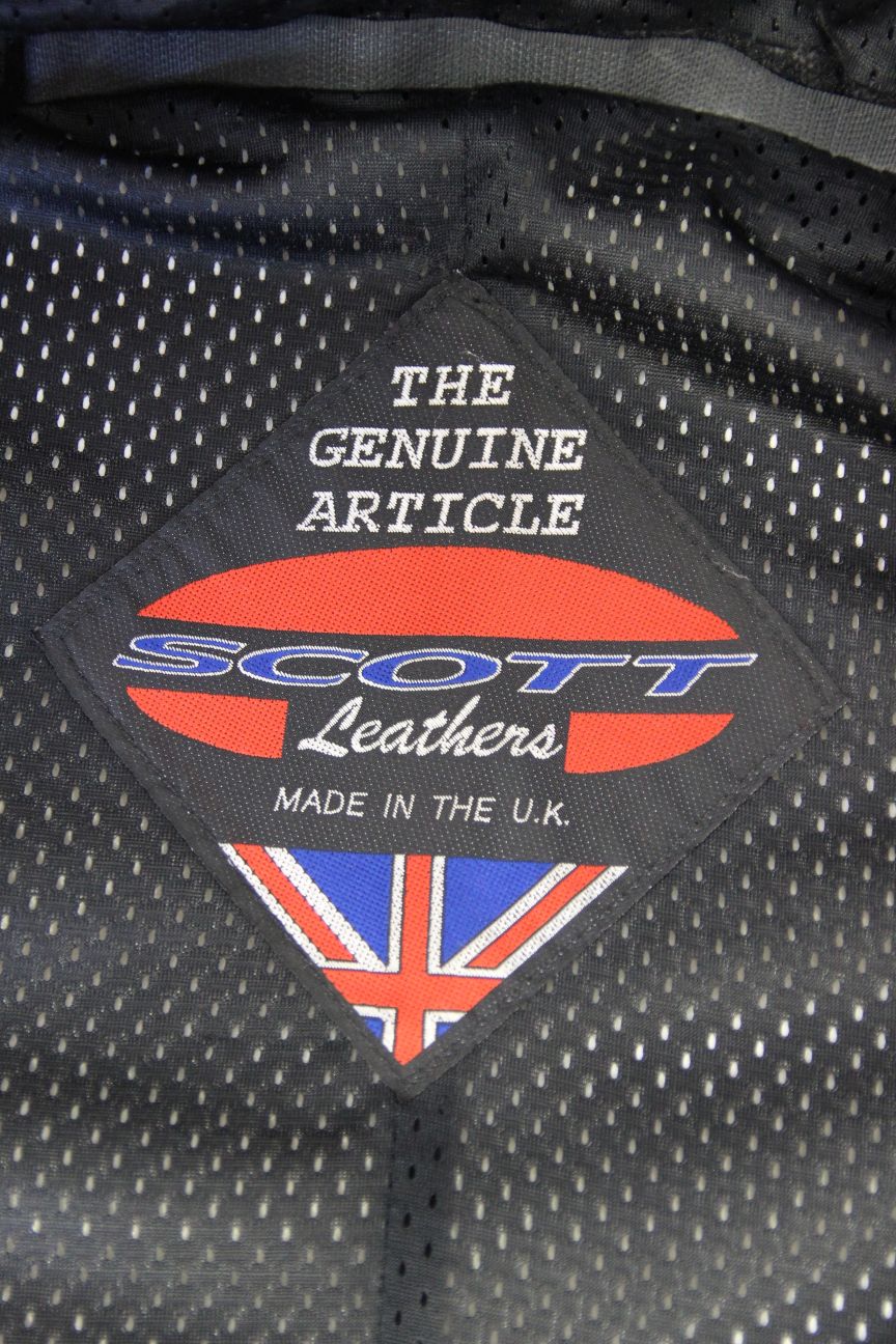 BRITISH MADE SCOTT LEATHERS BIKER JACKET WITH SHOULDER & ELBOW CE ARMOUR 34-36IN