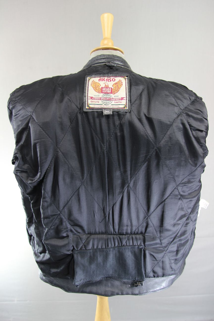 AKASO CLASSIC BLACK LEATHER BIKER JACKET 38-40 INCH CHEST