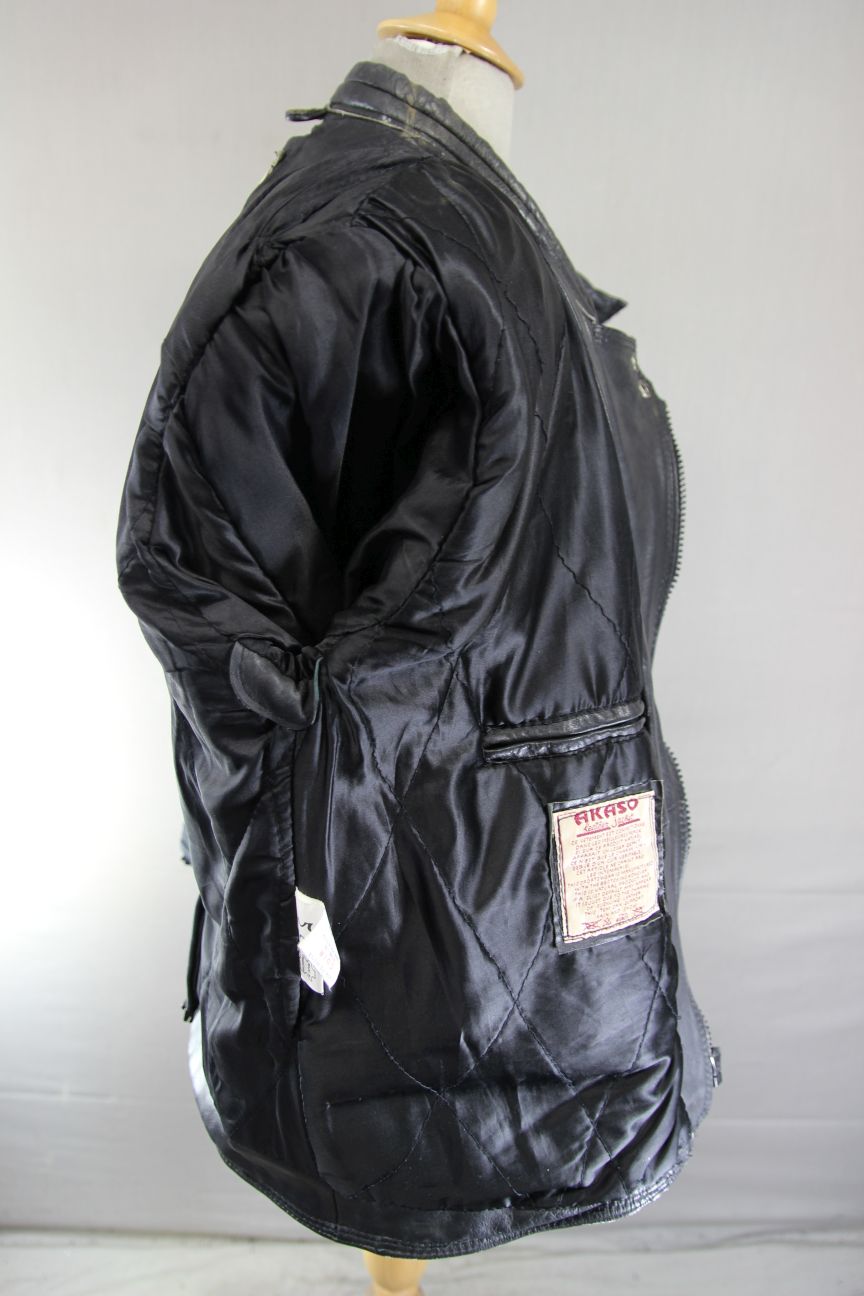 AKASO CLASSIC BLACK LEATHER BIKER JACKET 38-40 INCH CHEST