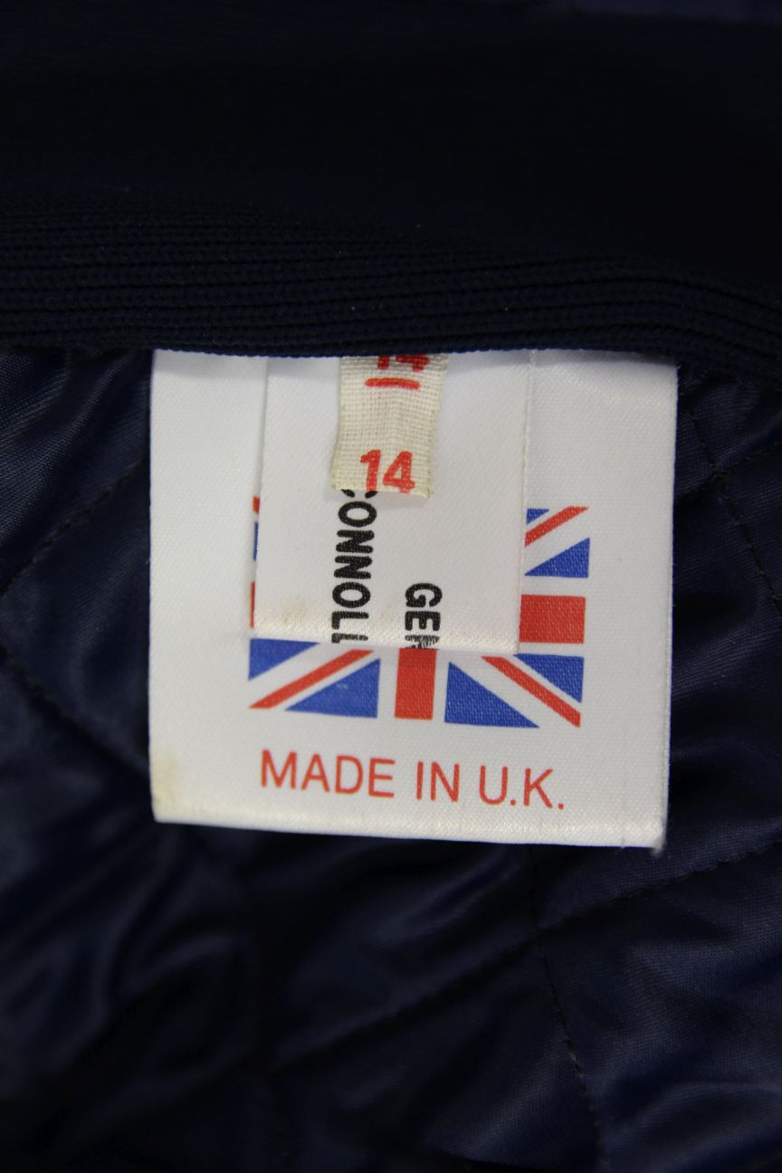 VINTAGE 80s BRITISH MADE SKY BLUE, NAVY & WHITE SCOTT LEATHERS BIKER JKT SIZE 14