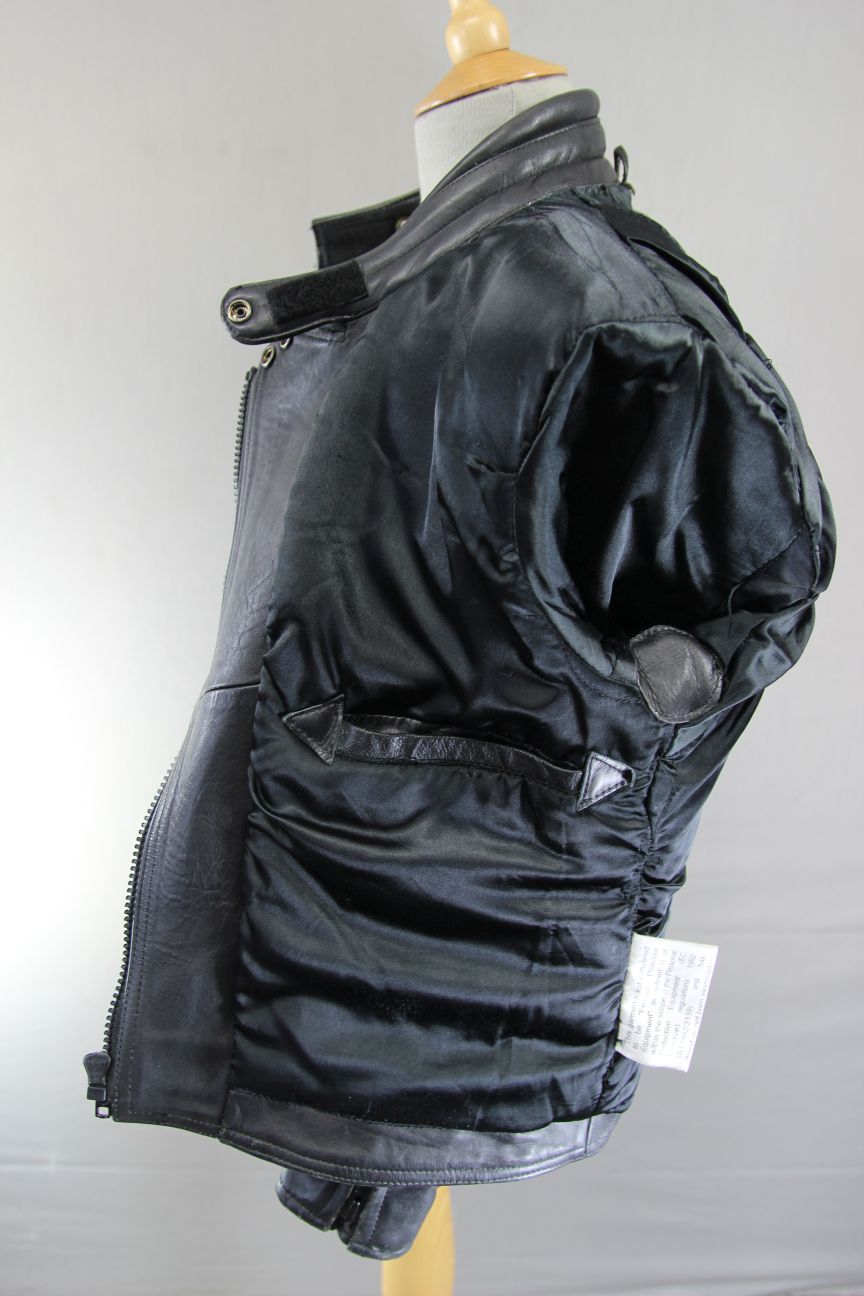 CLASSIC SPORTEX A5 BLACK LEATHER BIKER JACKET: SIZE 14