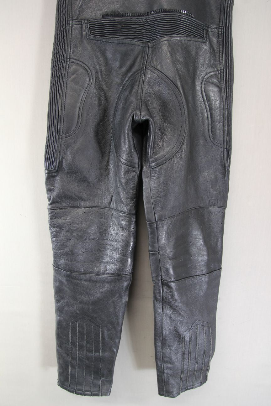 BOYS/CHILDS BABY BIKER BLACK LEATHER BIB & BRACE SALOPETTES WAIST 32/LEG 28"/XXL