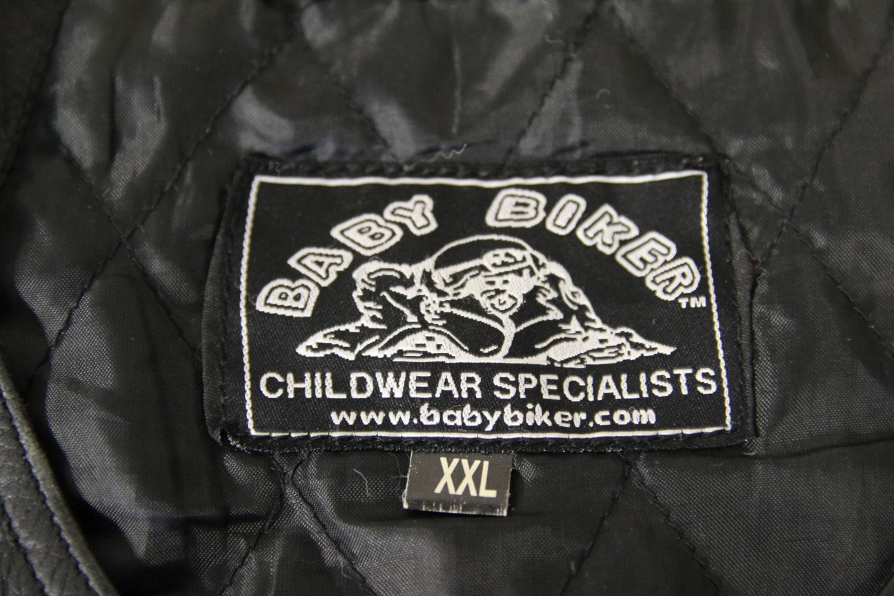 BOYS/CHILDS BABY BIKER BLACK LEATHER BIB & BRACE SALOPETTES WAIST 32/LEG 28"/XXL