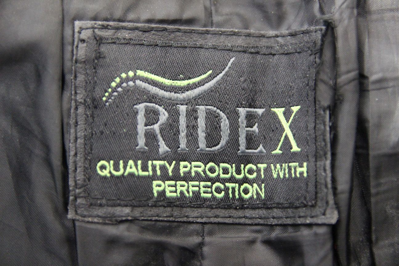RIDEX BLACK LEATHER BIKER JEANS WITH SIDE LACES WAIST 32-34 IN/INSIDE LEG 32 IN