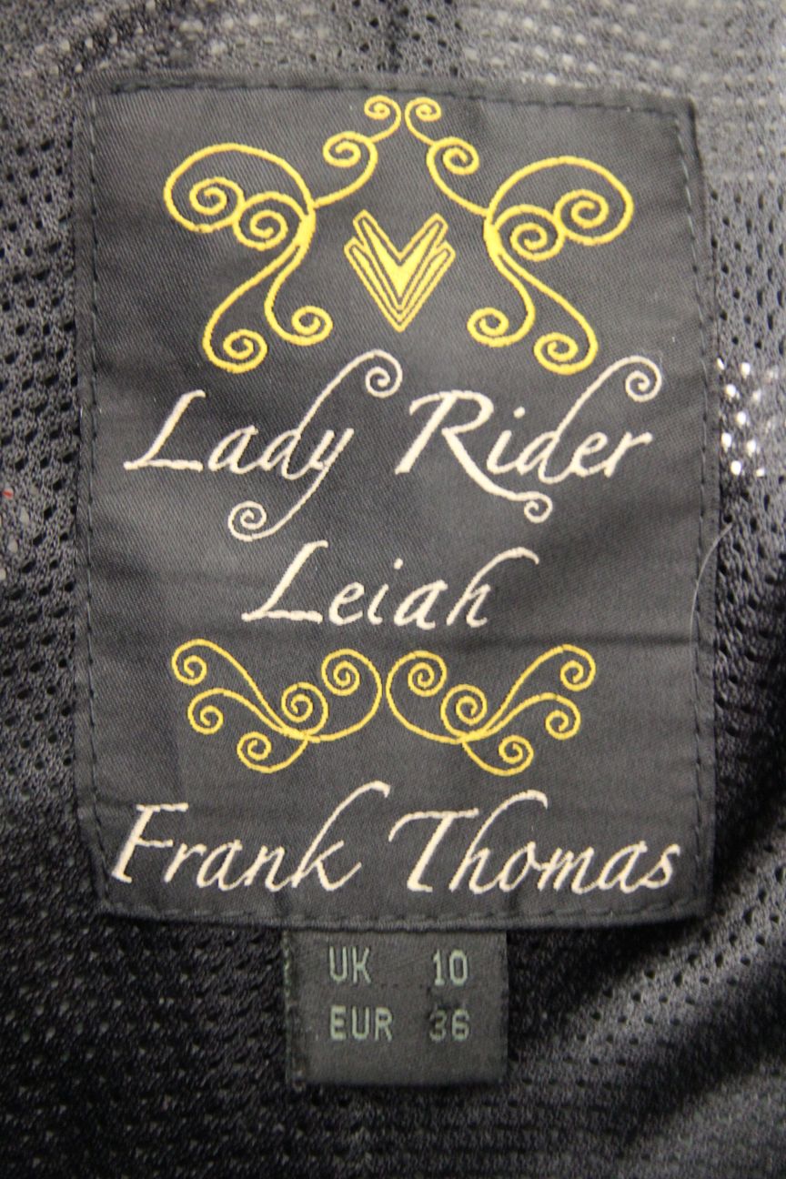 FRANK THOMAS LADY RIDER LEIAH BIKER TROUSERS + CE ARMOUR SIZE10 WAIST 32/LEG 31"