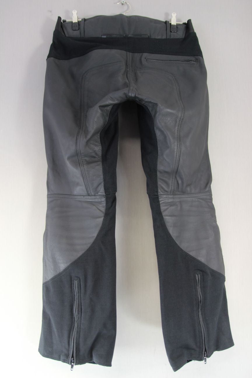 FRANK THOMAS LADY BLACK LEATHER BIKER TROUSERS + ARMOUR SIZE 14 WAIST 36/LEG 31"