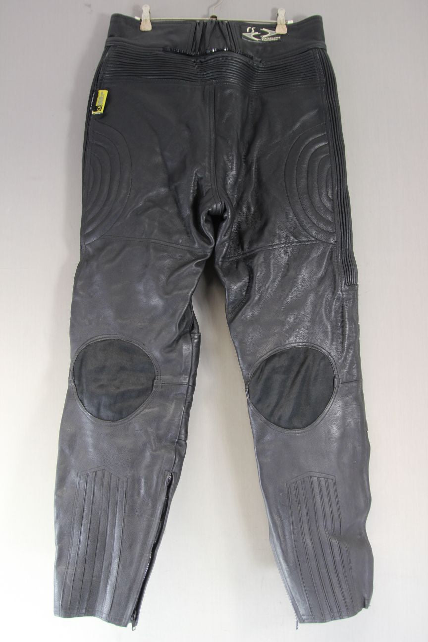 RS PERFORMANCE PROTECTION LEATHER BIKER TROUSERS + CE ARMOUR: WAIST 32"/LEG 29"