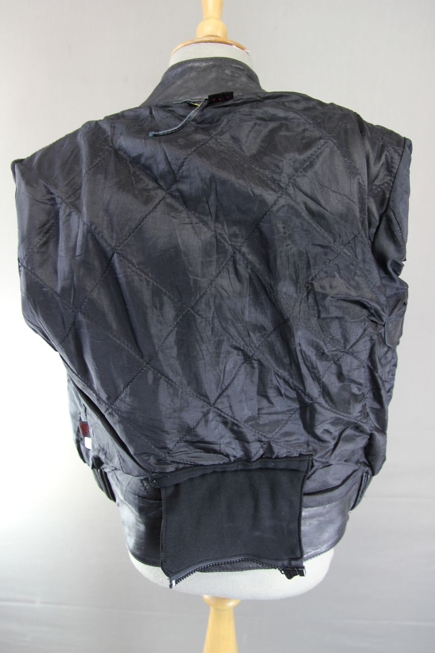 VINTAGE KETT BLACK & RED COWHIDE LEATHER BIKER JACKET: SIZE 12 36 INCH CHEST