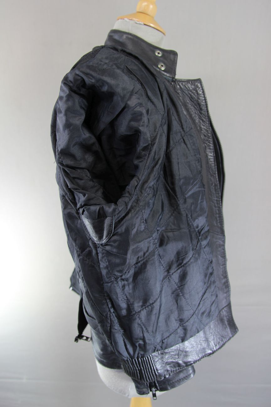 VINTAGE KETT BLACK & RED COWHIDE LEATHER BIKER JACKET: SIZE 12 36 INCH CHEST