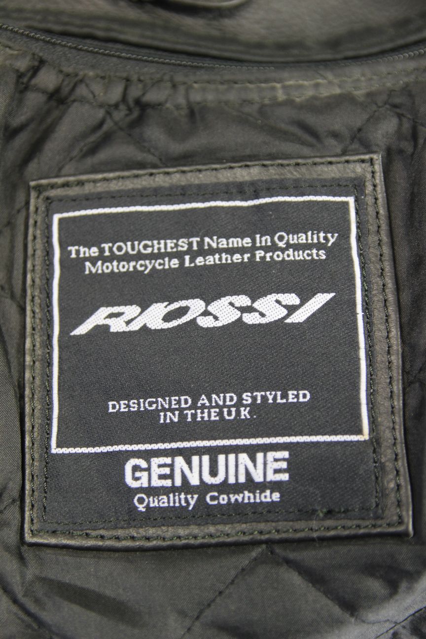 RIOSSI BLACK COWHIDE LEATHER BIKER JACKET WITH PROTECTORS/THERMAL LINING SIZE 10