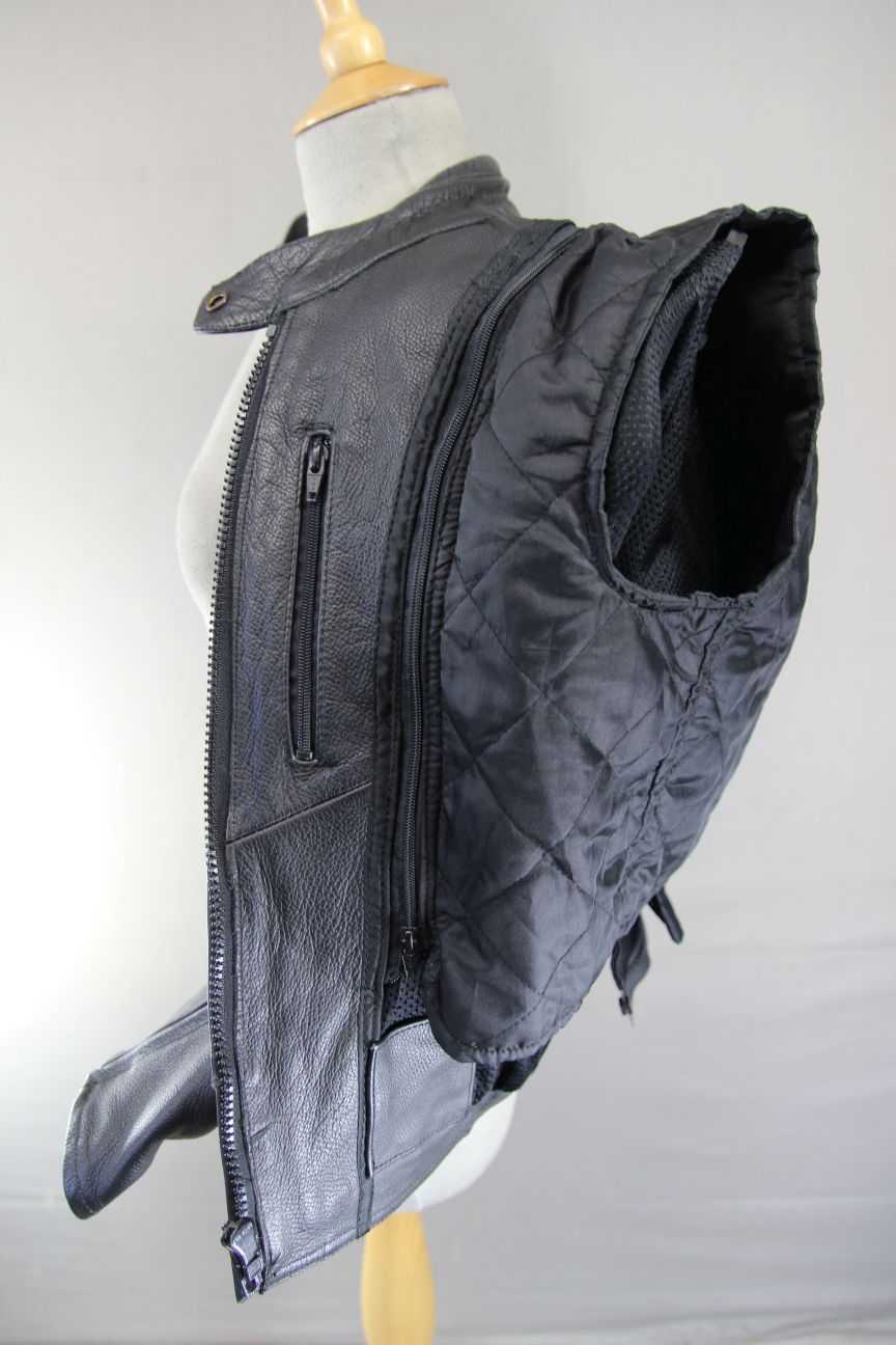 RIOSSI BLACK COWHIDE LEATHER BIKER JACKET WITH PROTECTORS/THERMAL LINING SIZE 10