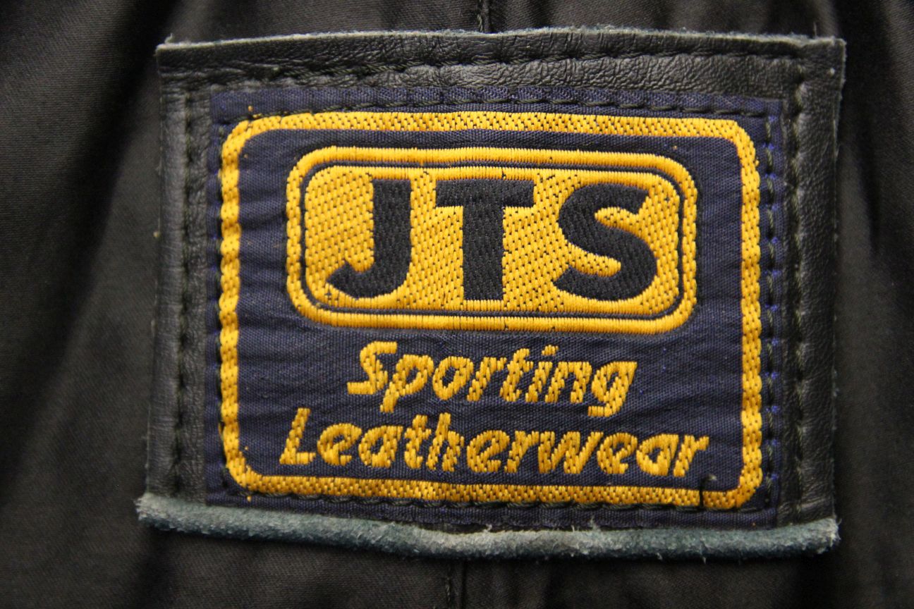 JTS BLACK LEATHER BIKER TROUSERS: WAIST 38 INCH/INSIDE LEG 27 INCH (SHORT FIT)
