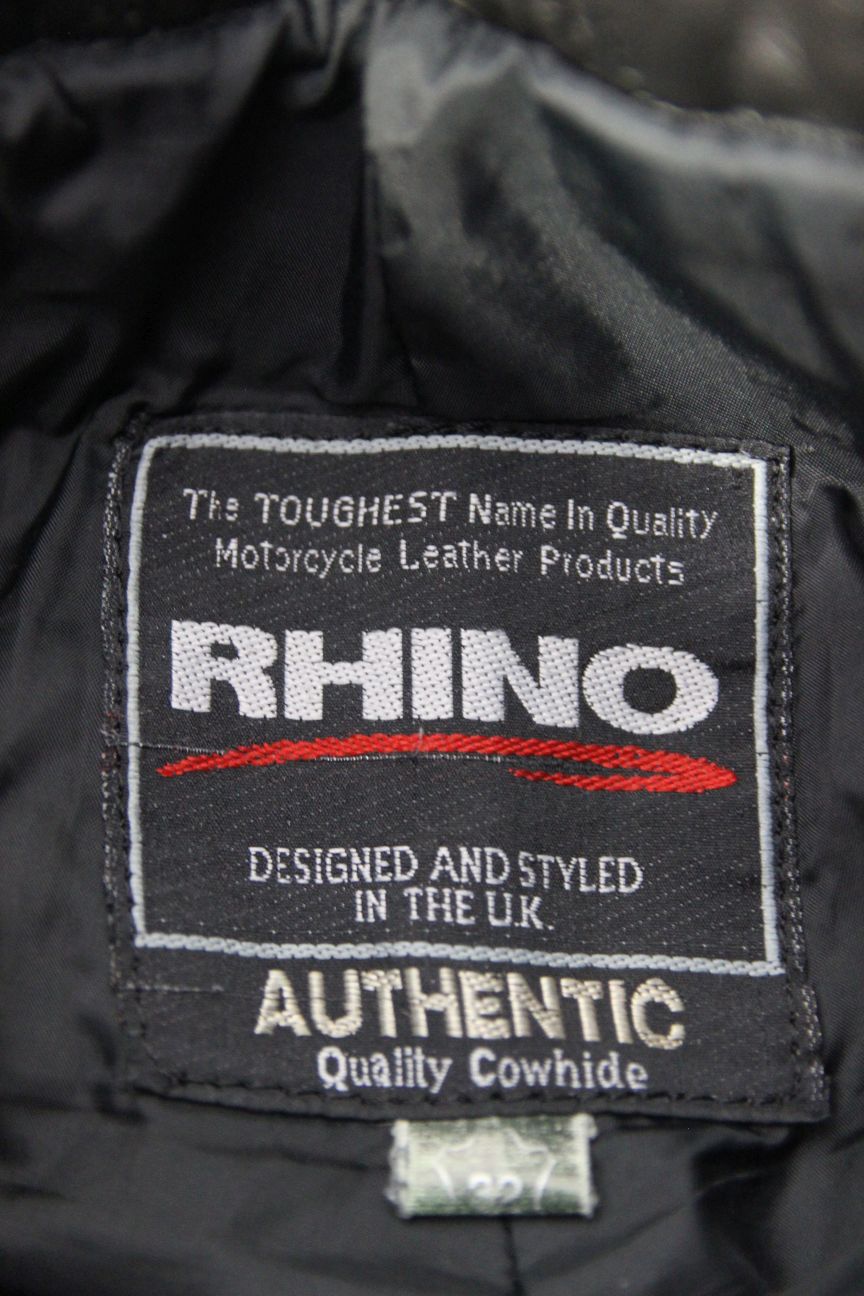 RHINO BLACK COWHIDE LEATHER BIKER TROUSERS: WAIST 30 INCH/INSIDE LEG 30 INCH