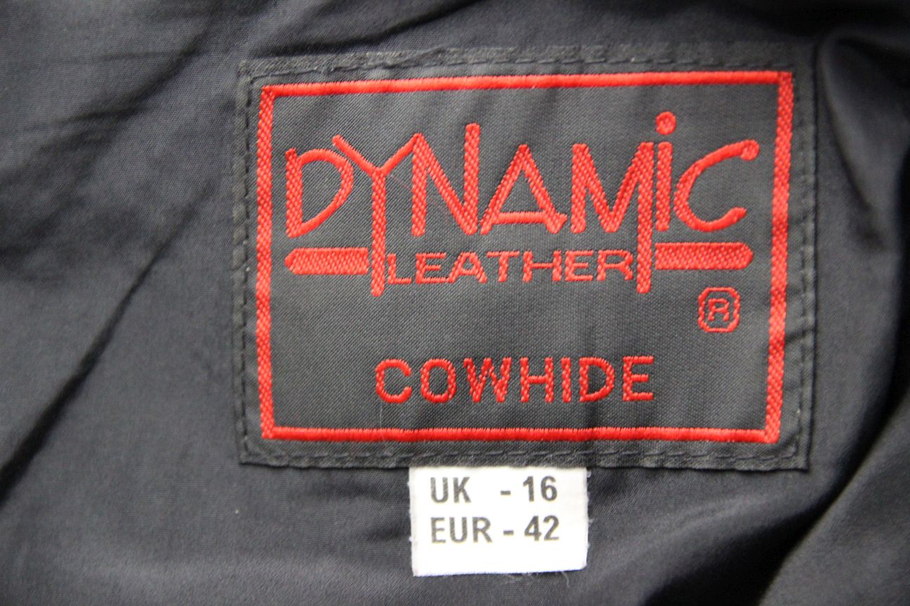 DYNAMIC LEATHER BLACK COWHIDE BIKER TROUSERS SIZE 16: WAIST 32-34 IN/LEG 28 IN