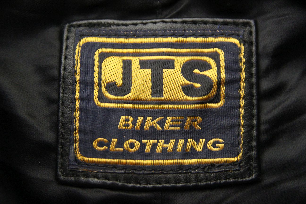 JTS BLACK LEATHER BIKER TROUSERS SIZE 12: WAIST 28 INCH/INSIDE LEG 30 INCH/SMALL
