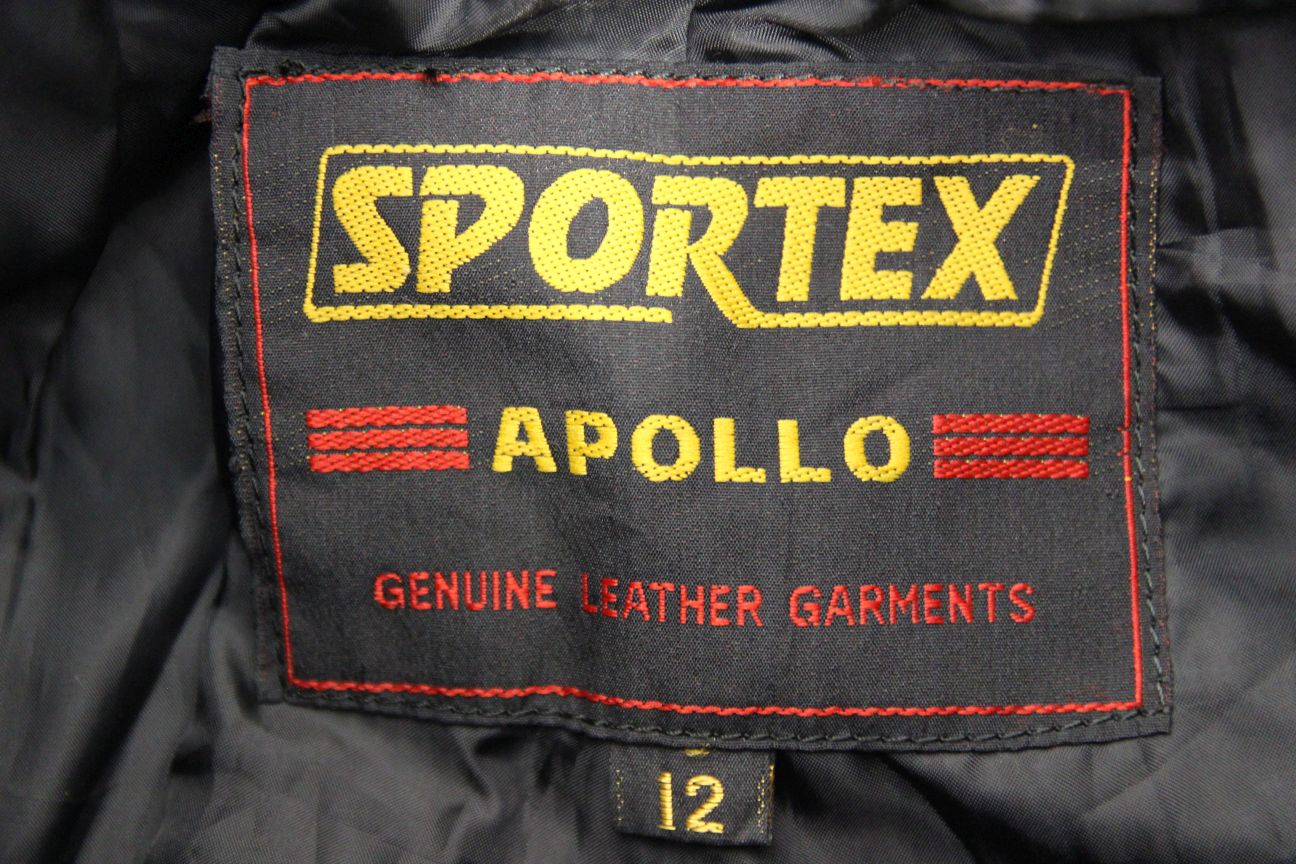 SPORTEX APOLLO BLACK LEATHER BIKER TROUSER: SIZE 12 WAIST 30 IN/INSIDE LEG 29 IN