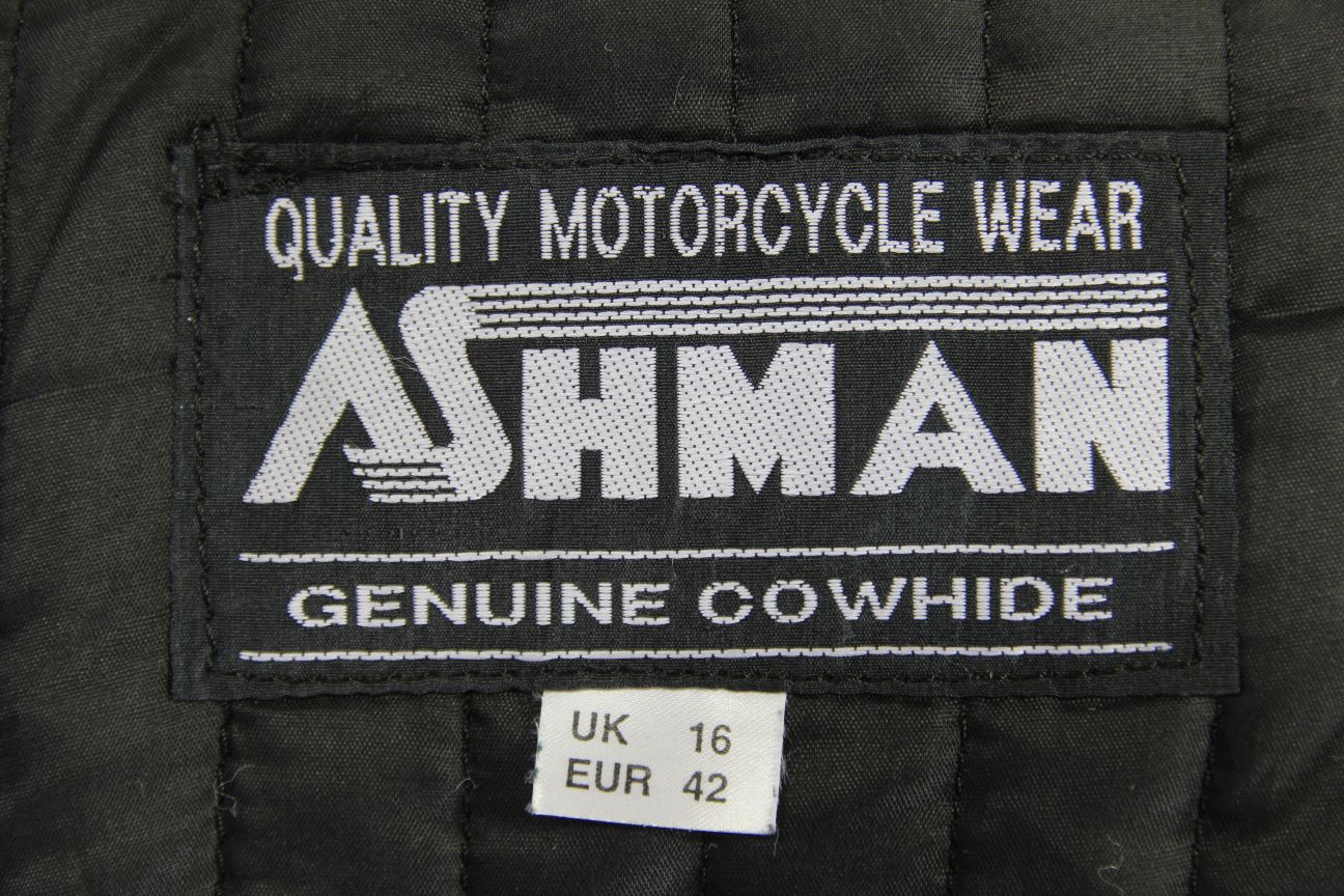 ASHMAN BLACK COWHIDE LEATHER BIKER JACKET WITH THERMAL LINING: SIZE 16