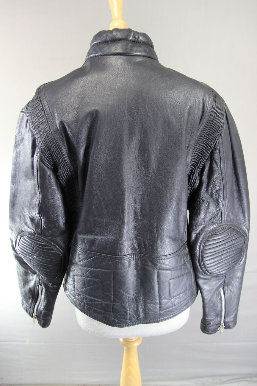 CLASSIC BLACK COWHIDE LEATHER BIKER JACKET 36-38 INCH CHEST