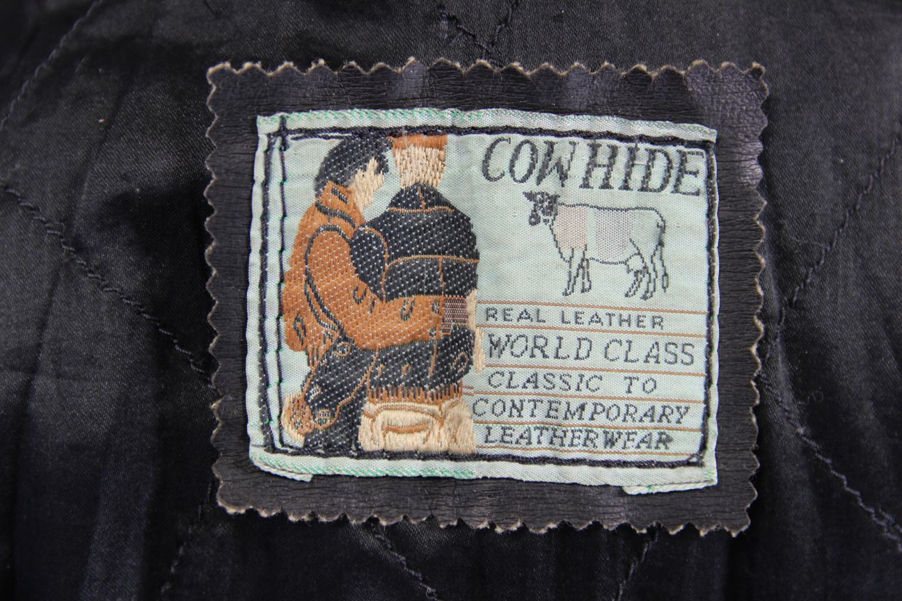CLASSIC BLACK COWHIDE LEATHER BIKER JACKET 36-38 INCH CHEST