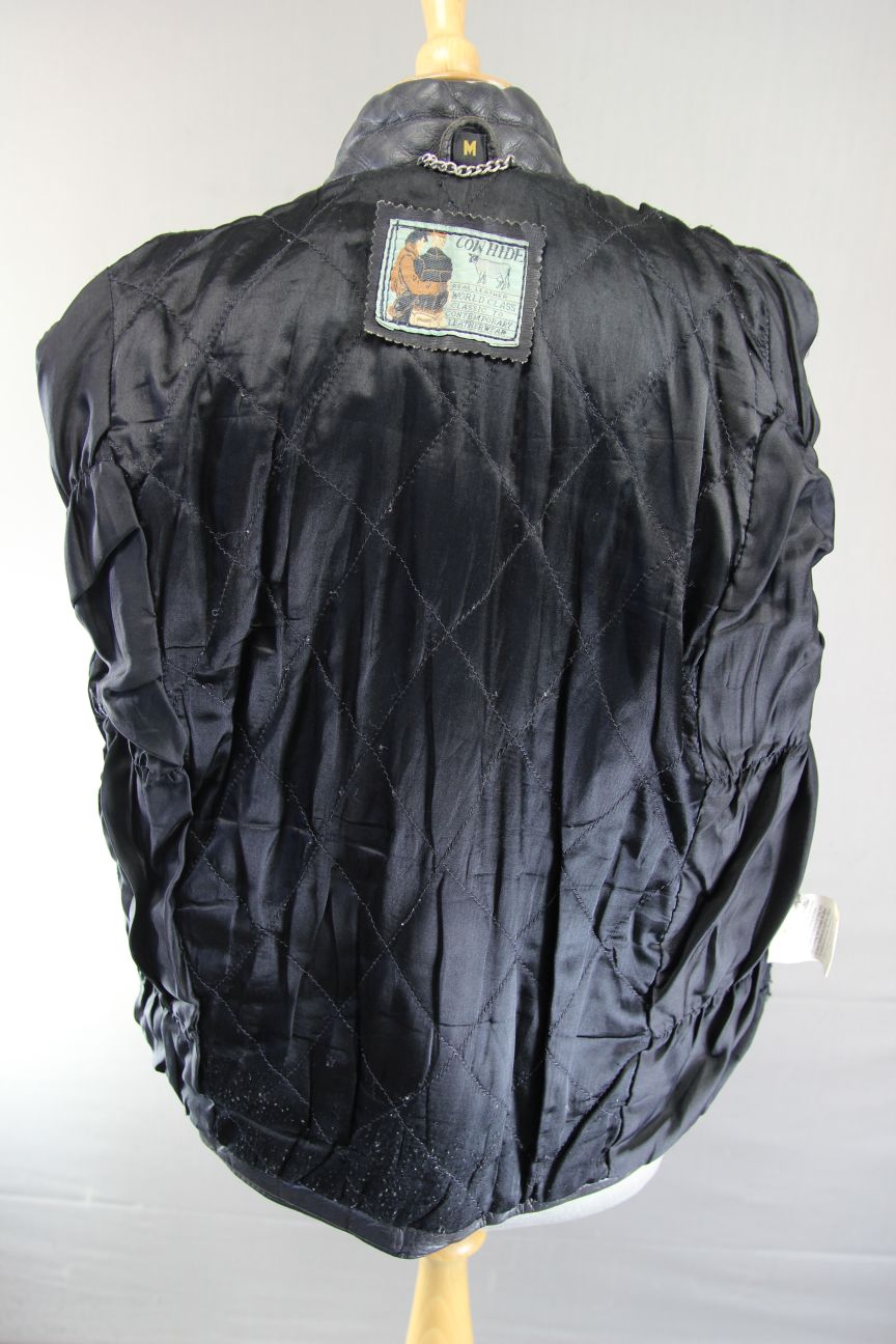 CLASSIC BLACK COWHIDE LEATHER BIKER JACKET 36-38 INCH CHEST