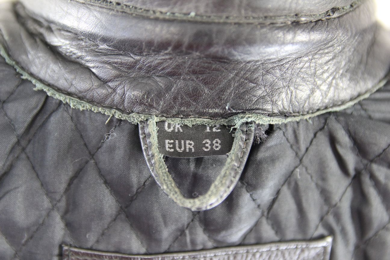RIOSSI BRITISH DESIGNED & STYLED BLACK COWHIDE LEATHER BIKER JACKET: SIZE 12
