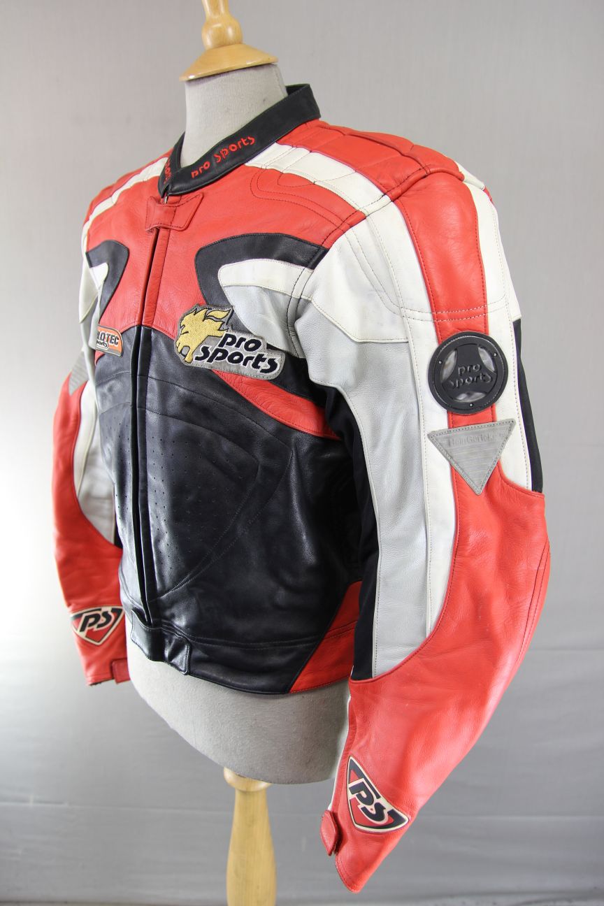 HEIN GERICKE PRO SPORTS LEATHER BIKER JACKET WITH HIPROTEC CE ARMOUR 38 INCH
