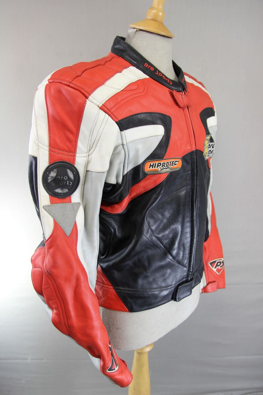 HEIN GERICKE PRO SPORTS LEATHER BIKER JACKET WITH HIPROTEC CE ARMOUR 38 INCH