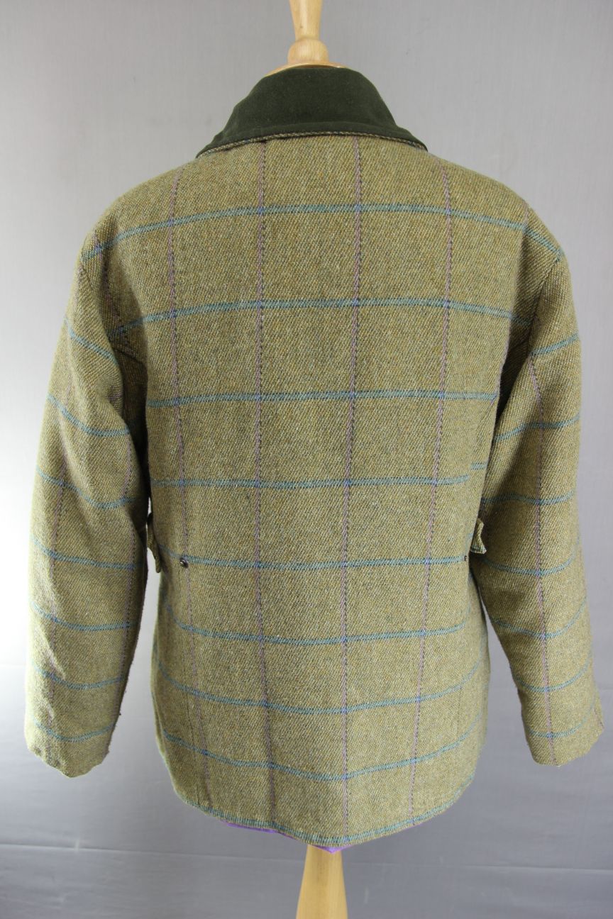 BRONTE ENGLISH MADE COUNTRY SPORTS CHECKED WOOL RICH BLEND TWEED COAT: SIZE 10