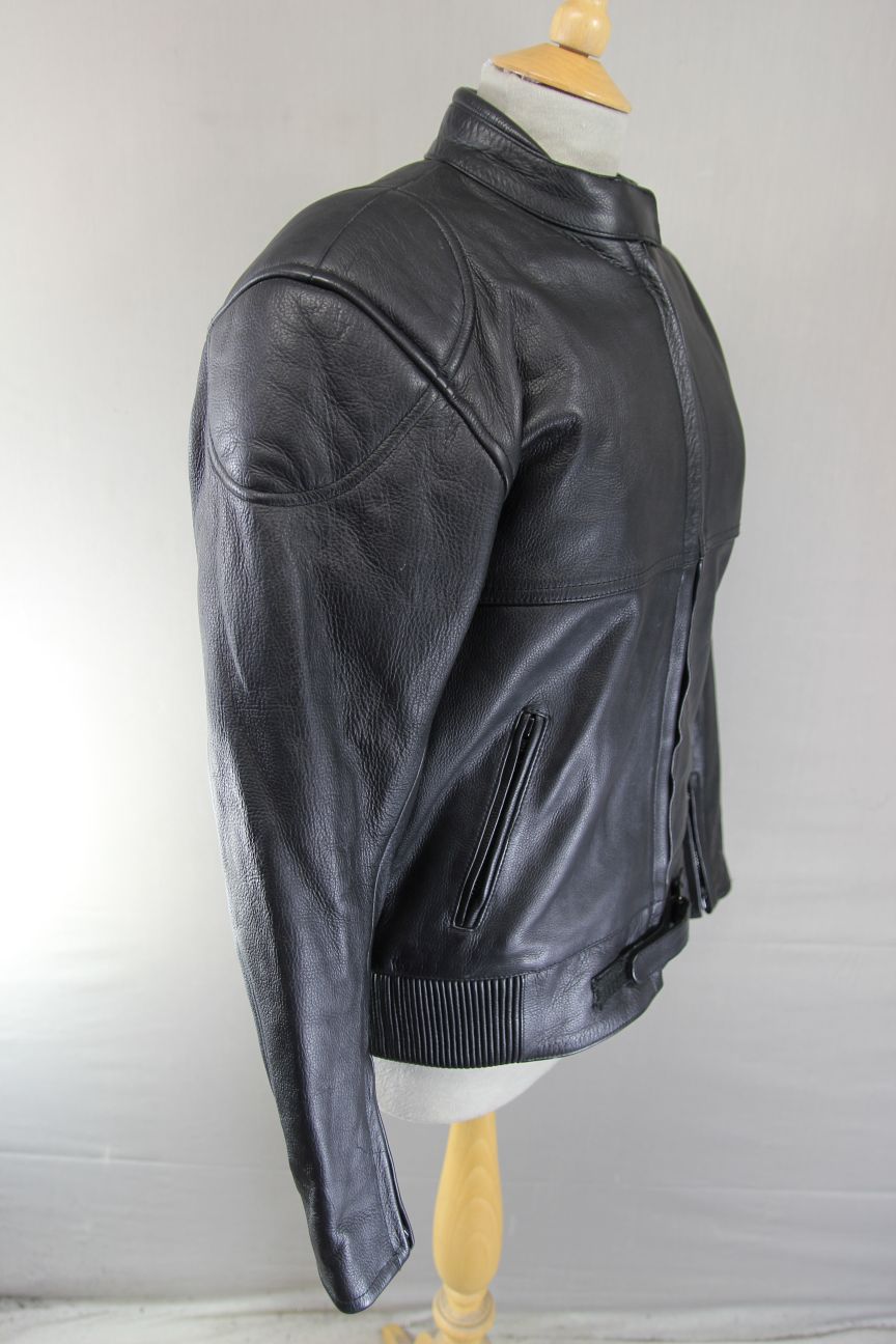 RAYVEN CLASSIC BLACK LEATHER BIKER JACKET: SIZE 12