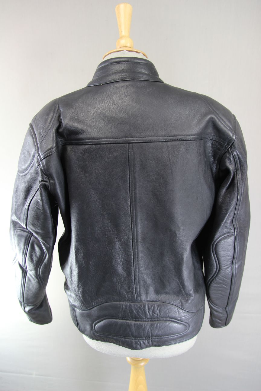 RAYVEN CLASSIC BLACK LEATHER BIKER JACKET: SIZE 12