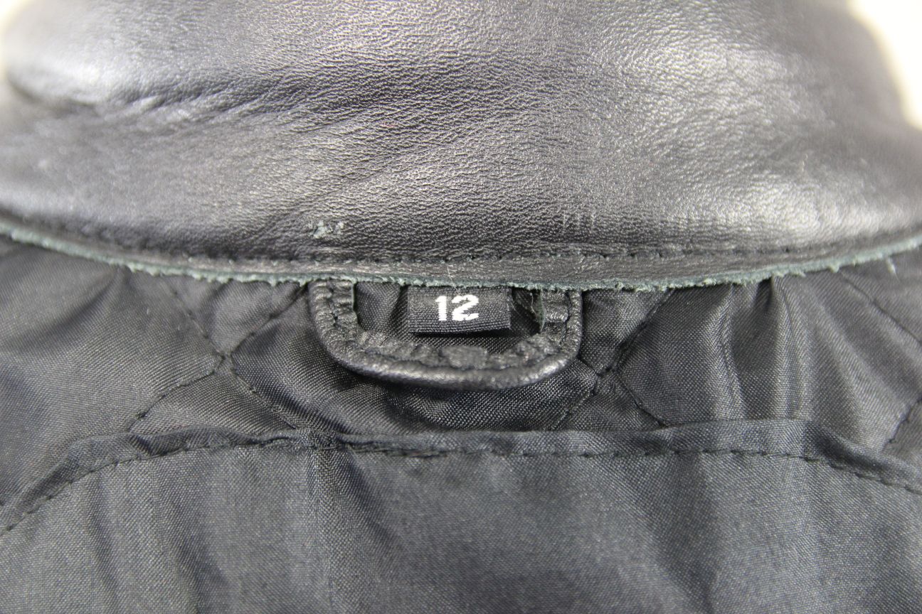 RAYVEN CLASSIC BLACK LEATHER BIKER JACKET: SIZE 12