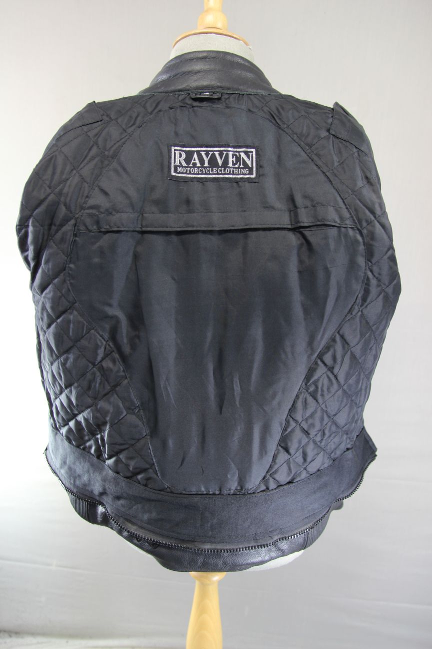 RAYVEN CLASSIC BLACK LEATHER BIKER JACKET: SIZE 12