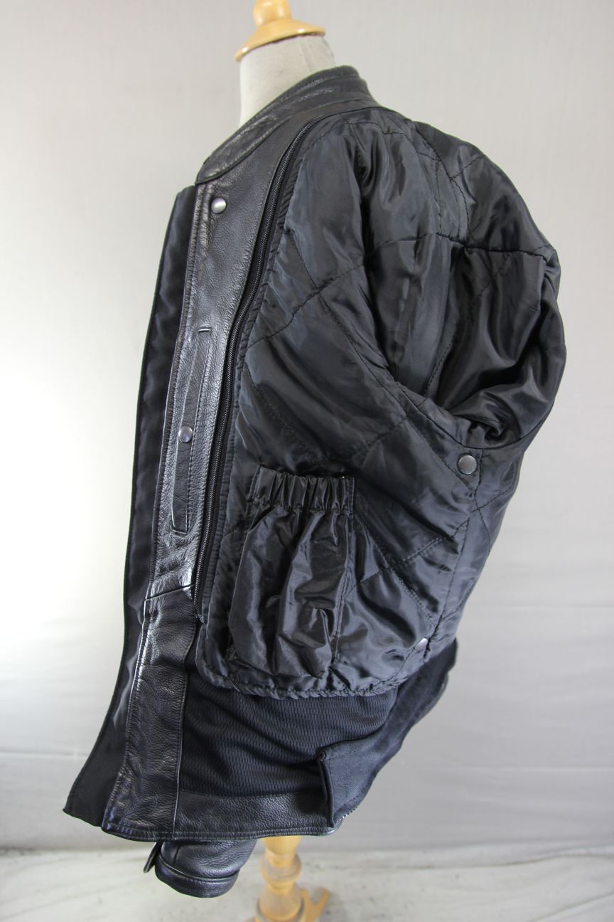 MOTOMOD BLACK LEATHER BIKER JACKET WITH CE ARMOUR & ADDITIONAL LINING 46"
