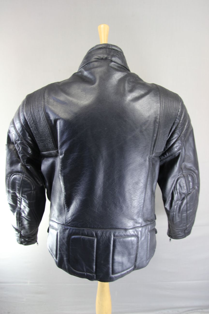 ASHMAN CLASSIC BLACK COWHIDE LEATHER BIKER JACKET WITH THERMAL LINING 44 INCH
