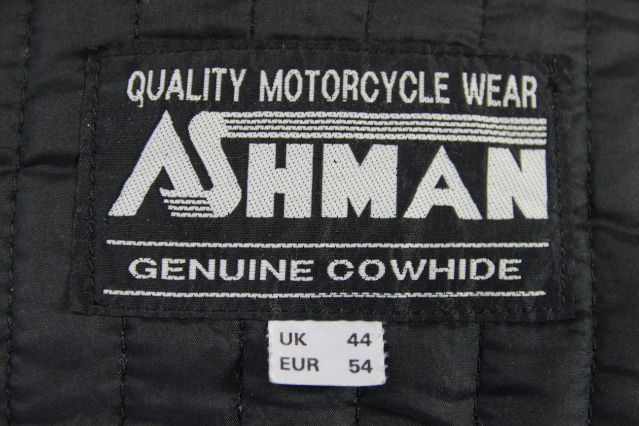ASHMAN CLASSIC BLACK COWHIDE LEATHER BIKER JACKET WITH THERMAL LINING 44 INCH