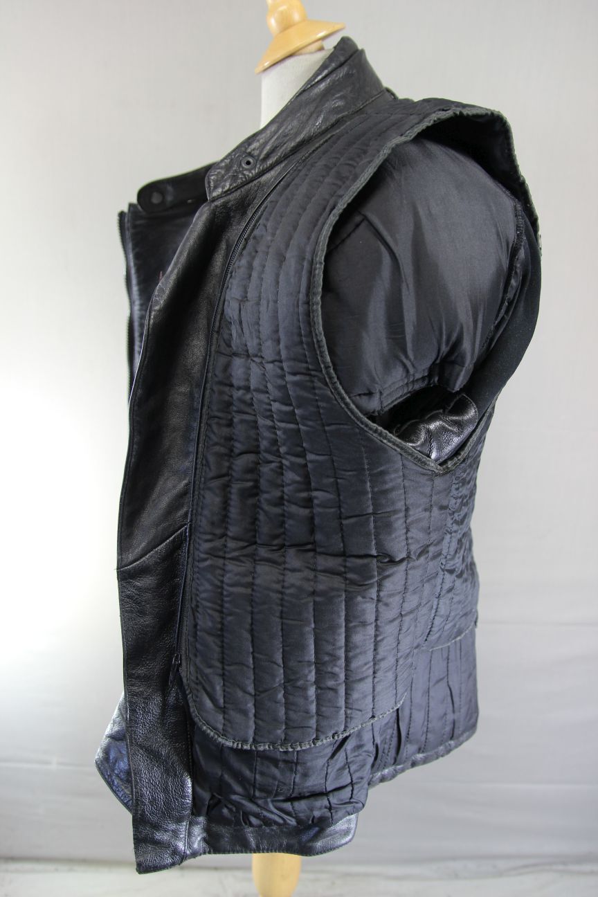 ASHMAN CLASSIC BLACK COWHIDE LEATHER BIKER JACKET WITH THERMAL LINING 44 INCH