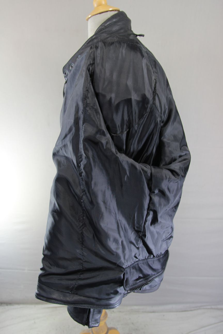 TARGA BLACK LEATHER BIKER JACKET WITH REMOVABLE CE BACK PROTECTOR 52-54 INCH