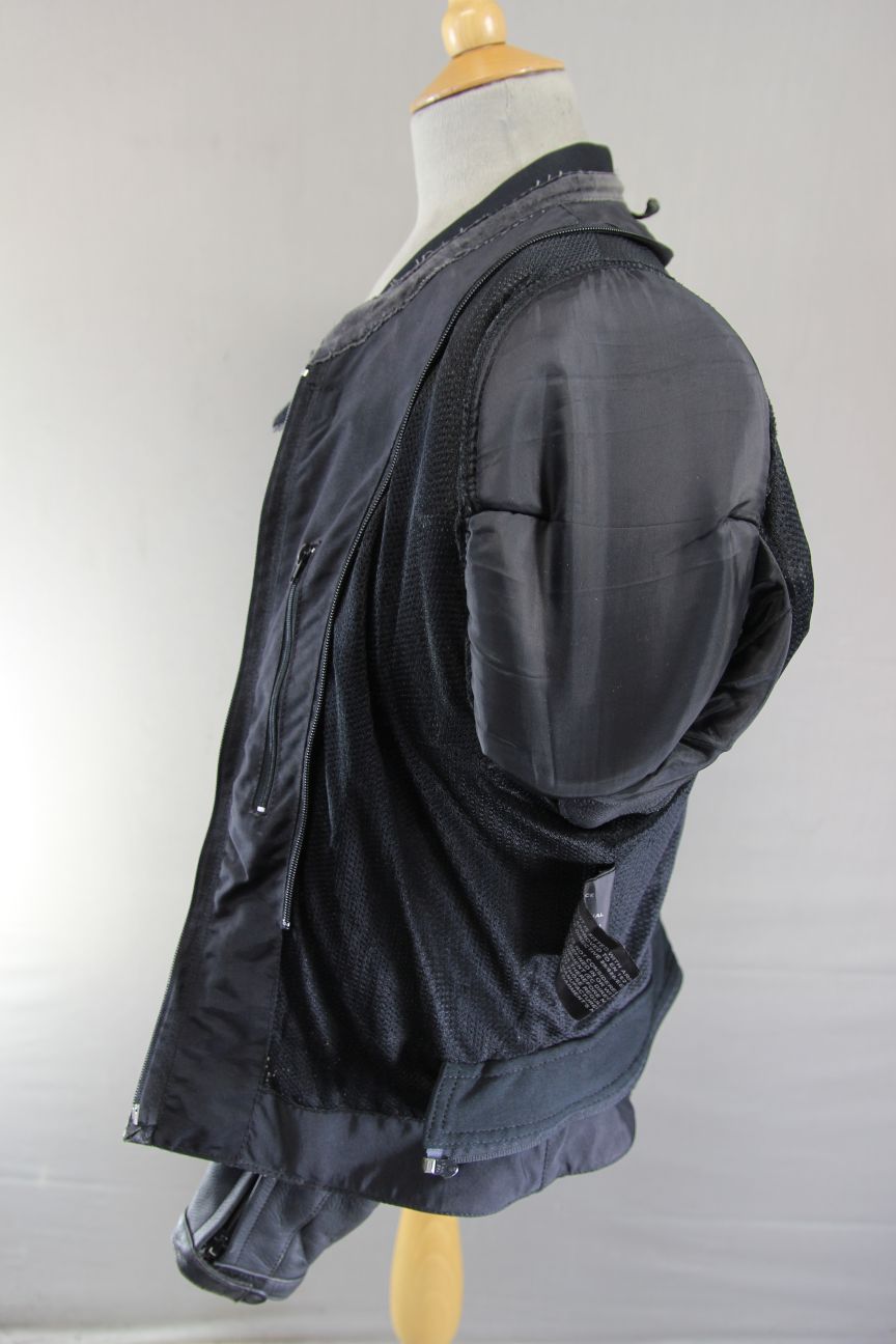FRANK THOMAS TITANIUM BLACK LEATHER BIKER JACKET + REMOVABLE CE ARMOUR: SIZE 14