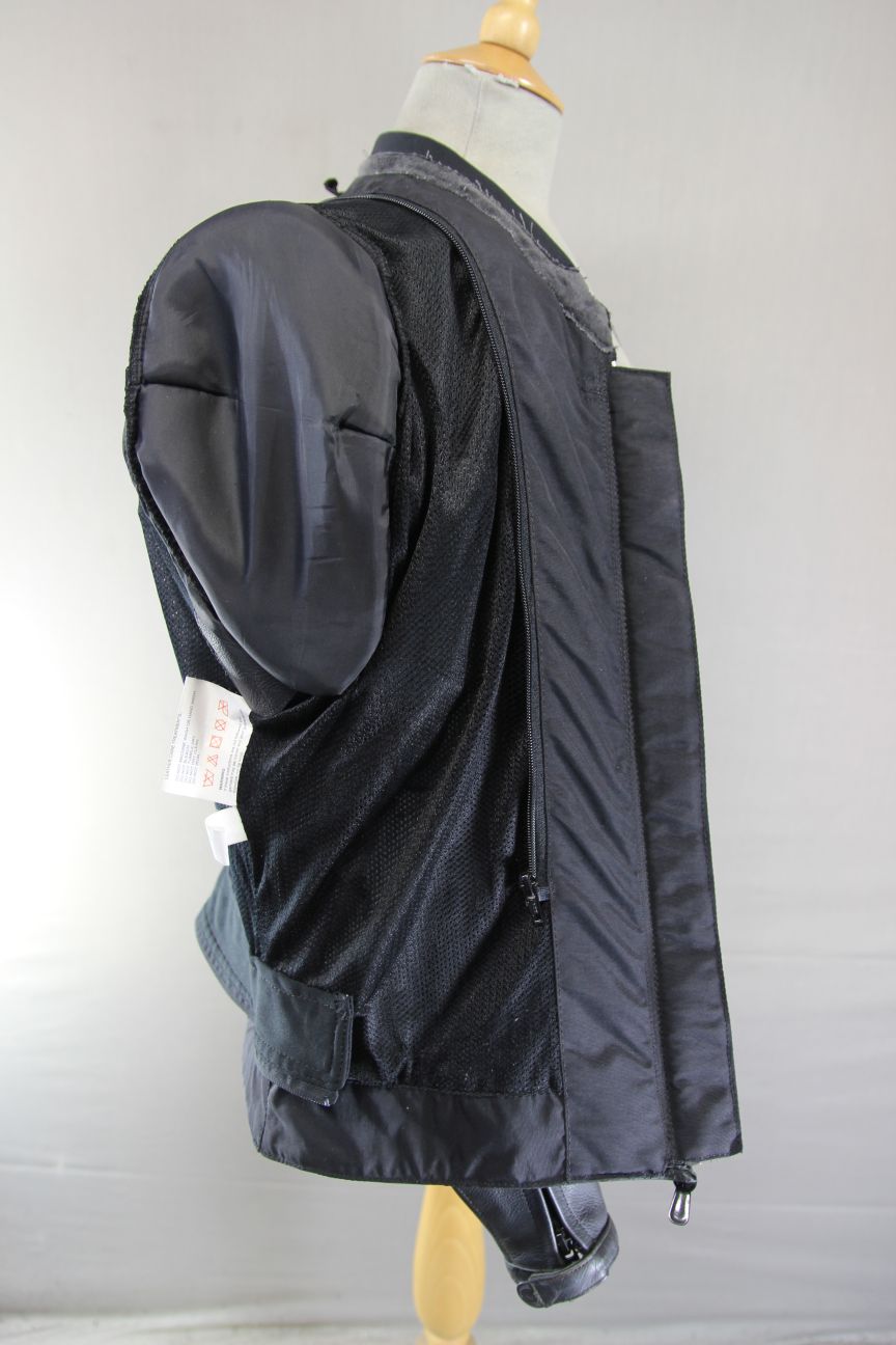 FRANK THOMAS TITANIUM BLACK LEATHER BIKER JACKET + REMOVABLE CE ARMOUR: SIZE 14