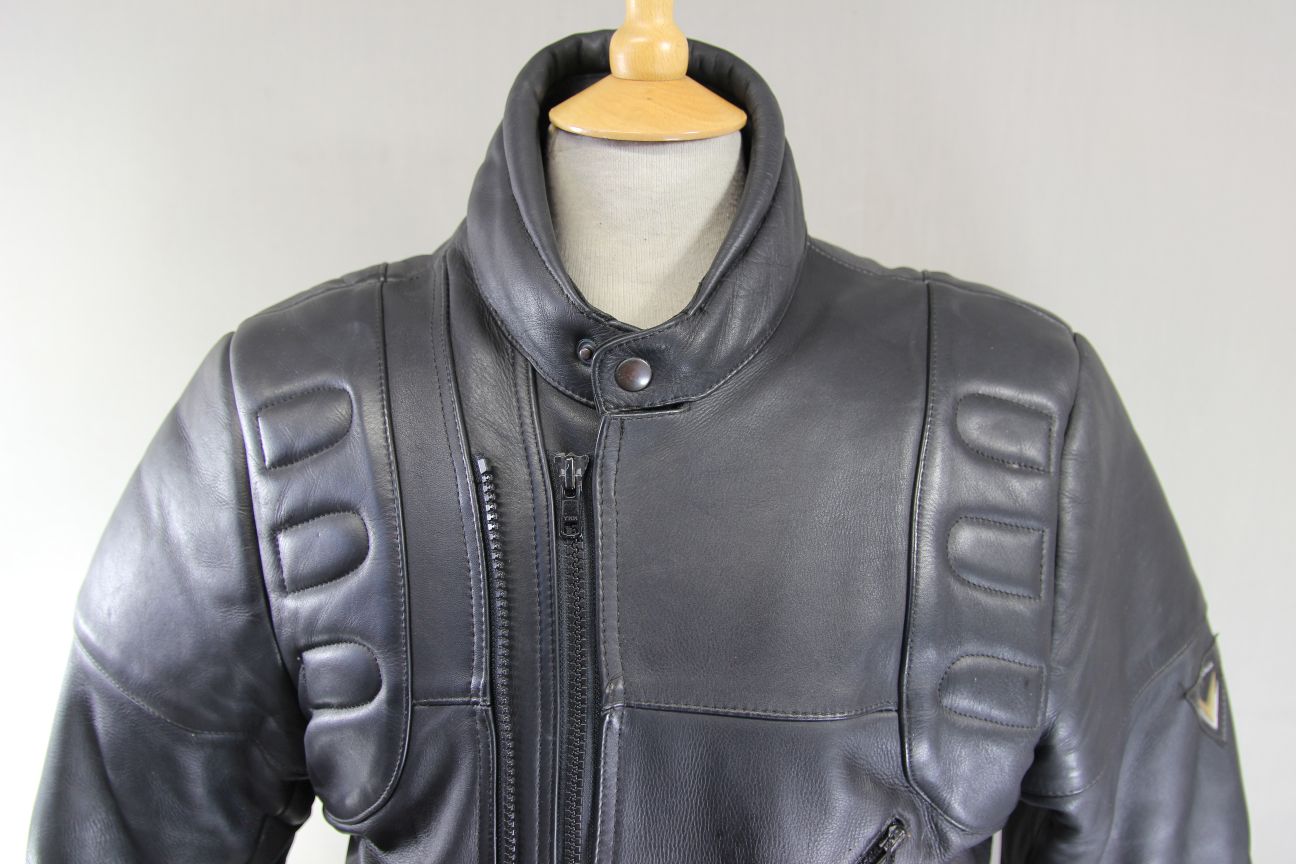 FRANK THOMAS CLASSIC BLACK COWHIDE LEATHER BIKER JACKET 42-44 INCH CHEST