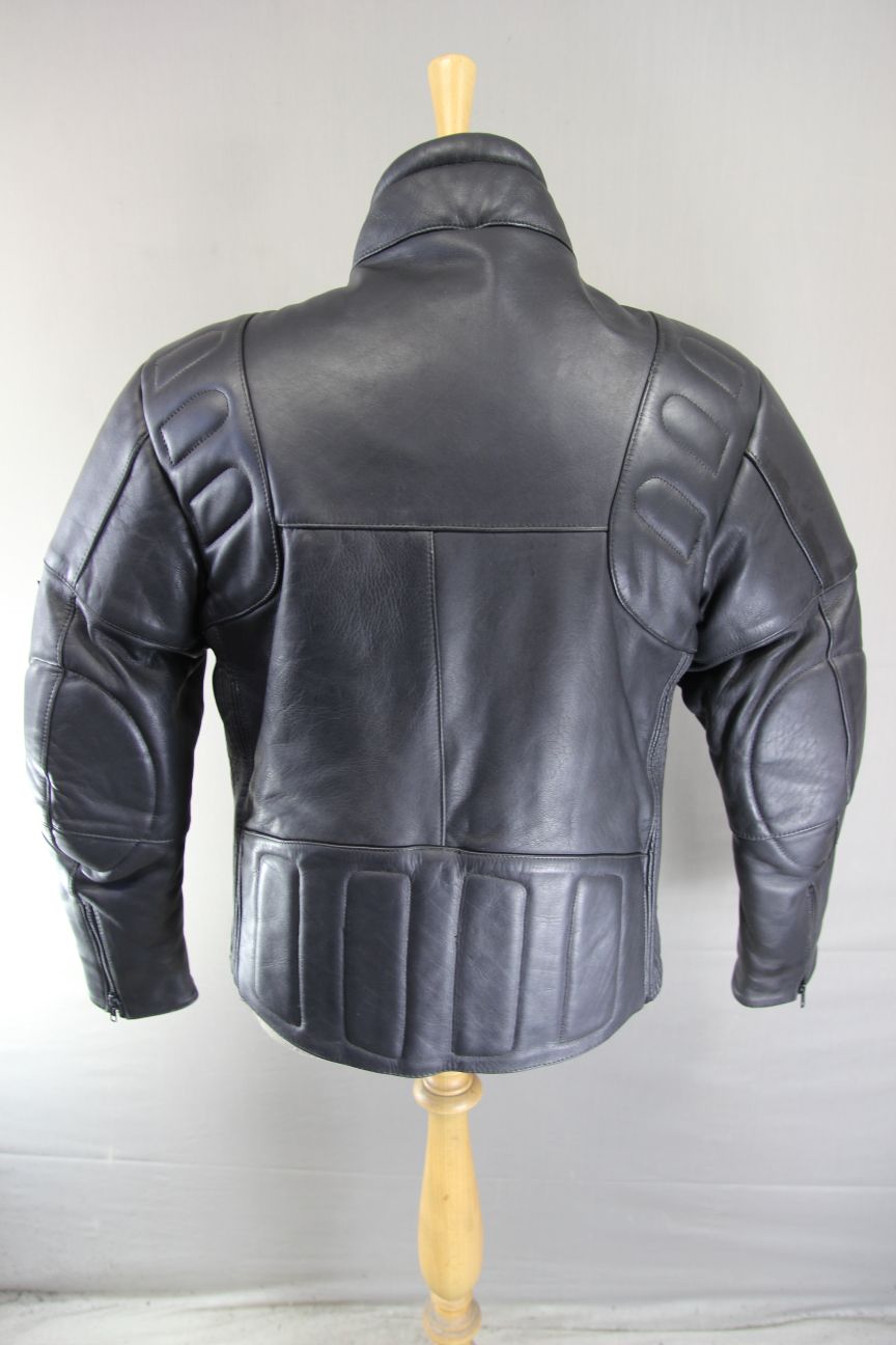 FRANK THOMAS CLASSIC BLACK COWHIDE LEATHER BIKER JACKET 42-44 INCH CHEST