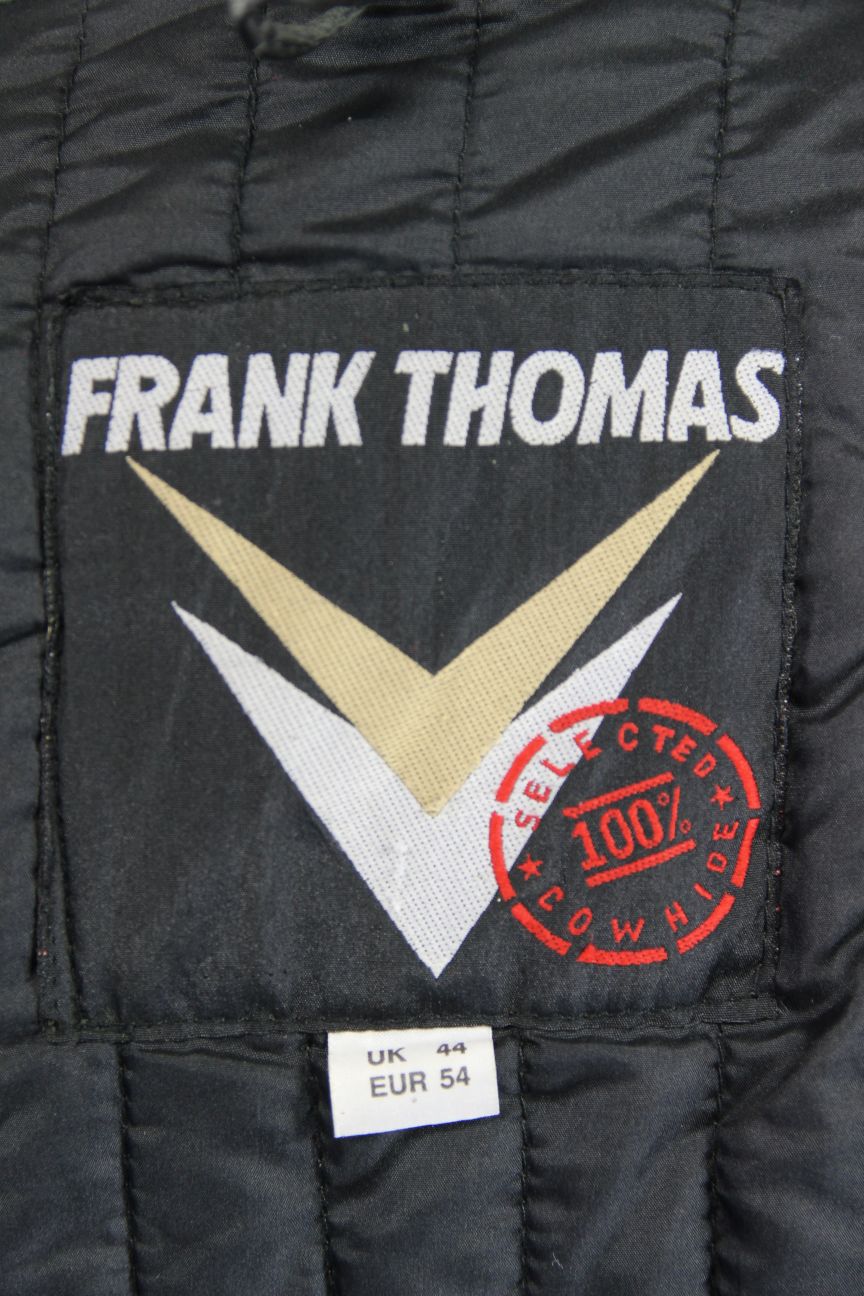 FRANK THOMAS CLASSIC BLACK COWHIDE LEATHER BIKER JACKET 42-44 INCH CHEST