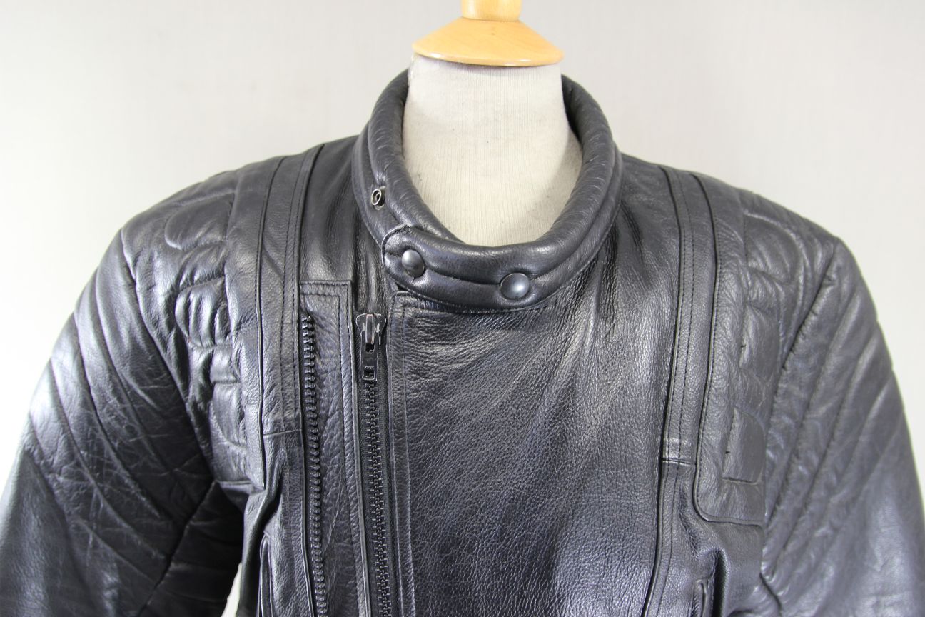 CLASSIC ECHO BLACK LEATHER BIKER JACKET 40-42 INCH CHEST