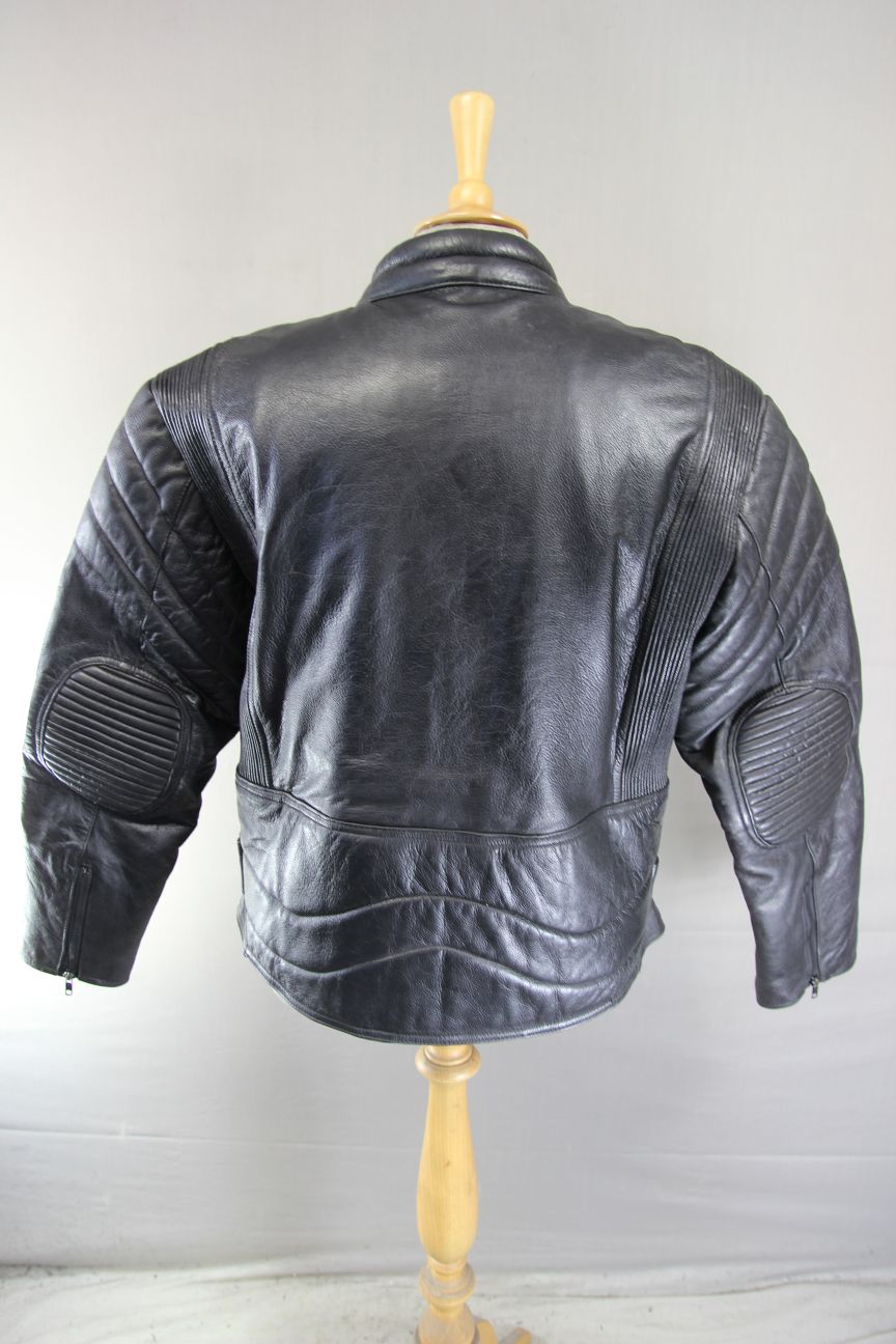 CLASSIC ECHO BLACK LEATHER BIKER JACKET 40-42 INCH CHEST