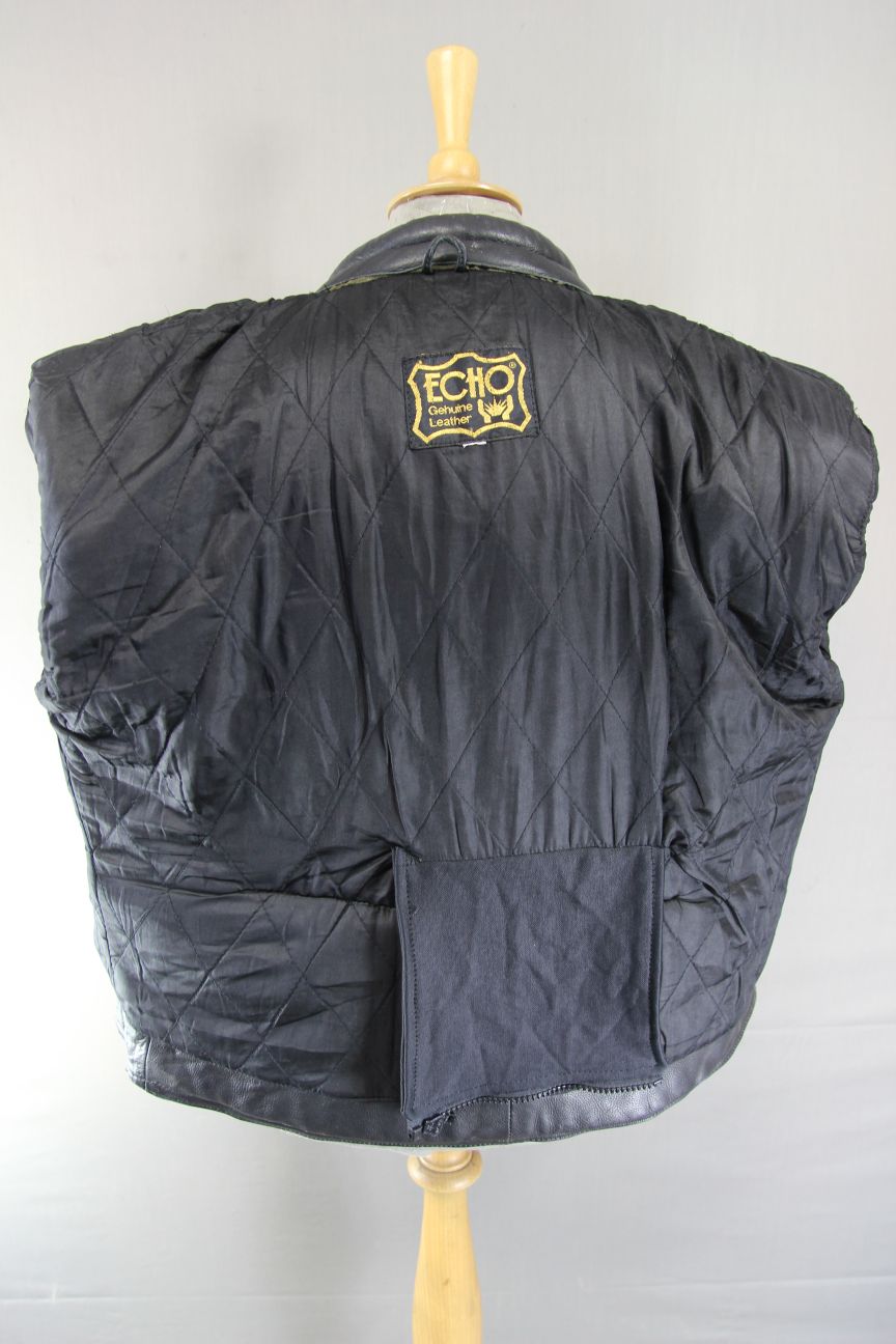 CLASSIC ECHO BLACK LEATHER BIKER JACKET 40-42 INCH CHEST
