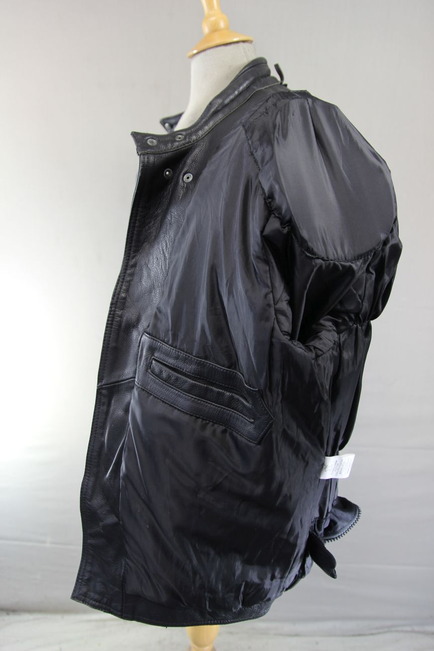RICHA BLACK LEATHER BIKER JACKET WITH BACK, SHOULDER & ELBOW CE ARMOUR 46-48 IN