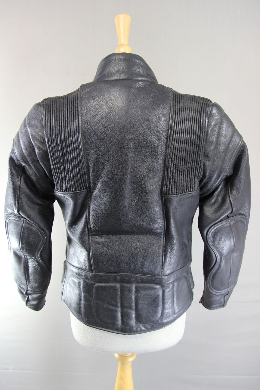 CLASSIC BRITISH MADE BLACK SCOTT LEATHERS BIKER JACKET: SIZE 14